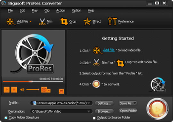 Bigasoft ProRes Converter screenshot