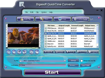 Bigasoft QuickTime Converter screenshot 3
