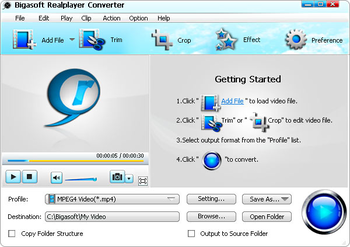 Bigasoft RealPlayer Converter screenshot