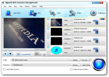 Bigasoft WTV Converter screenshot