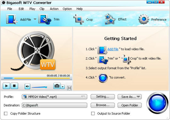 Bigasoft WTV Converter screenshot
