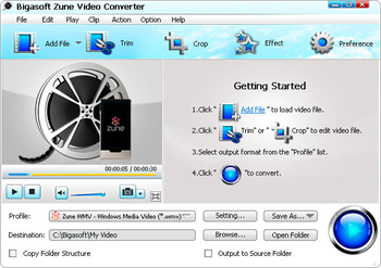 Bigasoft Zune Video Converter screenshot 2