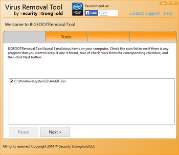 BIGFOOT Removal Tool screenshot