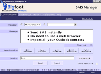 Bigfoot SMS Manager screenshot
