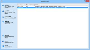 Bill Reminder screenshot