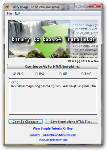 Binary Image File Base64 Translator screenshot