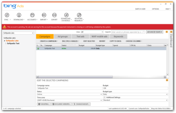 Bing Ads Editor screenshot