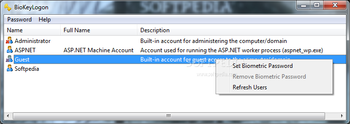BioKeyLogon screenshot