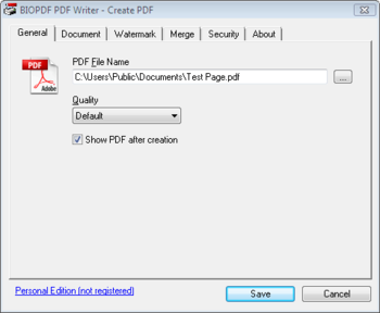 bioPDF PDF Writer screenshot