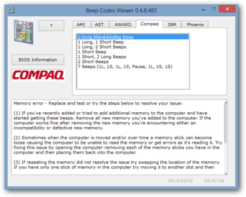 BIOS Beep Codes Viewer screenshot 4