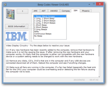 BIOS Beep Codes Viewer screenshot 5
