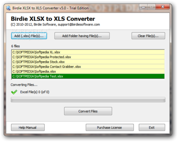 Birdie XLSX to XLS Converter screenshot