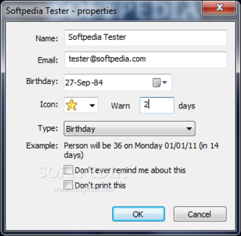 Birthday reminder screenshot 2