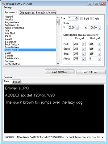 Bitmap Font Generator screenshot