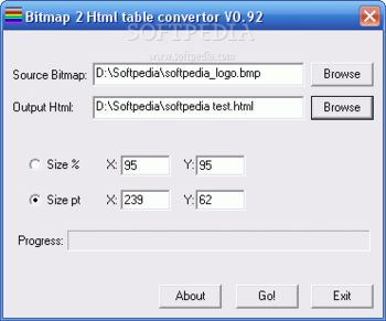 Bitmap to Html table convertor screenshot