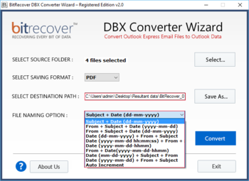 BitRecover DBX Converter Wizard screenshot