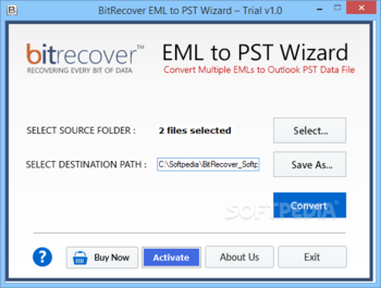 BitRecover EML to PST Wizard screenshot