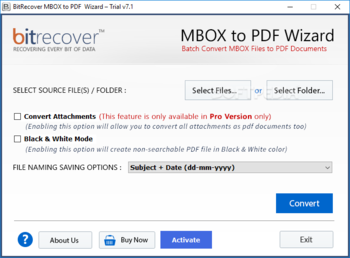 BitRecover MBOX to PDF Wizard screenshot