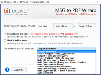 BitRecover MSG to PDF Wizard screenshot
