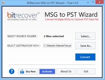 BitRecover MSG to PST Wizard screenshot