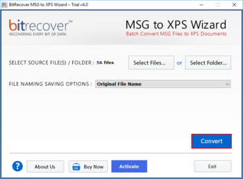BitRecover MSG to XPS Wizard screenshot