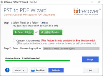 BitRecover PST to PDF Wizard screenshot