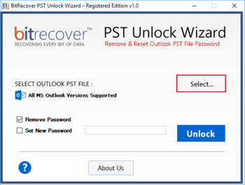 BitRecover PST Unlock Wizard screenshot