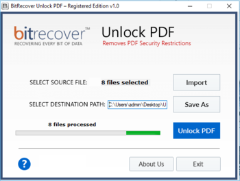BitRecover Unlock PDF Wizard screenshot