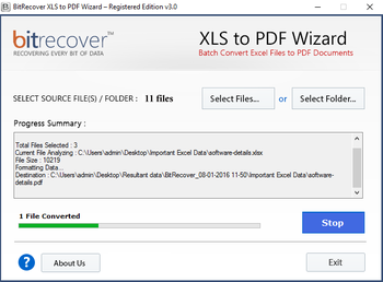 BitRecover XLS to PDF Wizard screenshot