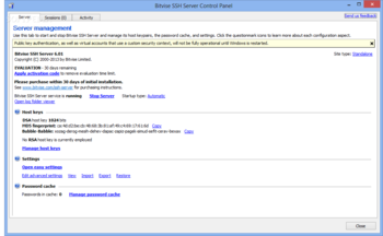 Bitvise SSH Server screenshot