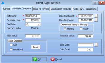 BizBox Fixed Assets screenshot