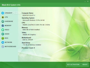 Black Bird System Info screenshot