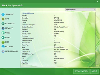 Black Bird System Info screenshot