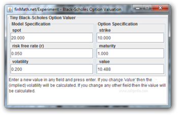 Black-Scholes Option Valuation screenshot