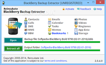 BlackBerry Backup Extractor screenshot