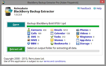 BlackBerry Backup Extractor screenshot