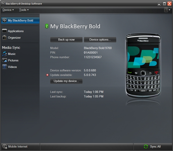 BlackBerry Desktop Manager screenshot
