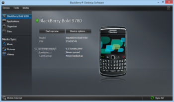 BlackBerry Desktop Software screenshot