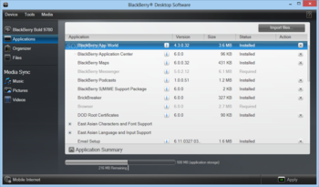 BlackBerry Desktop Software screenshot 2