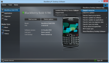 BlackBerry Desktop Software screenshot 8