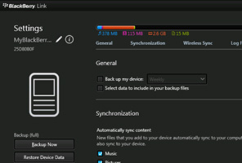BlackBerry Link screenshot
