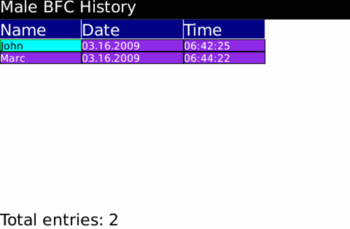 BlackBerry US Army Body Fat % Calculator screenshot