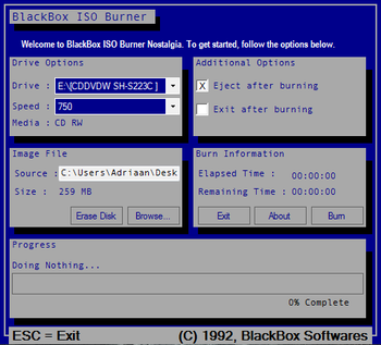 BlackBox ISO Burner Nostalgia screenshot