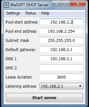 BlaSOFT DHCP Server screenshot