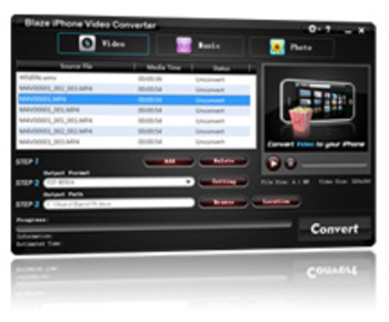 BlazeVideo iPhone Video Converter screenshot