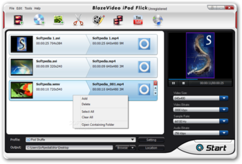 BlazeVideo iPod Flick screenshot