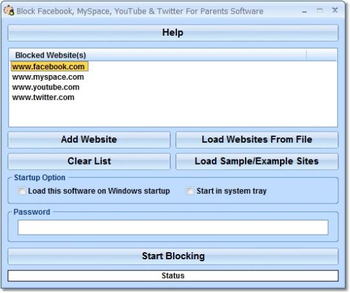 Block Facebook, MySpace, YouTube & Twitter For Parents Software screenshot