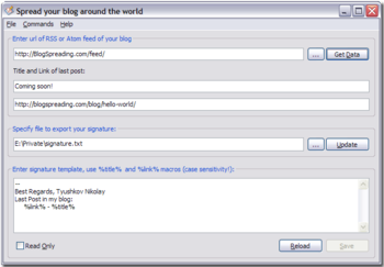 Blogspreading screenshot 2