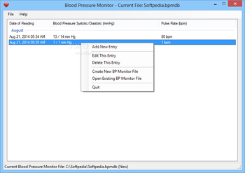 Blood Pressure Monitor screenshot