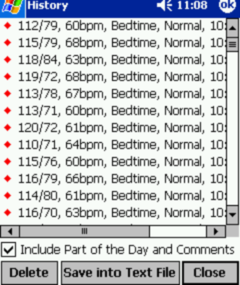 Blood Pressure Tracker for Pocket PC screenshot